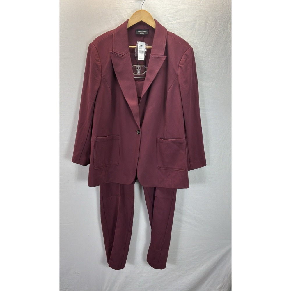 NEW Lane Bryant Pant Suit 20/18S single button Blazer Straight pants Wine office